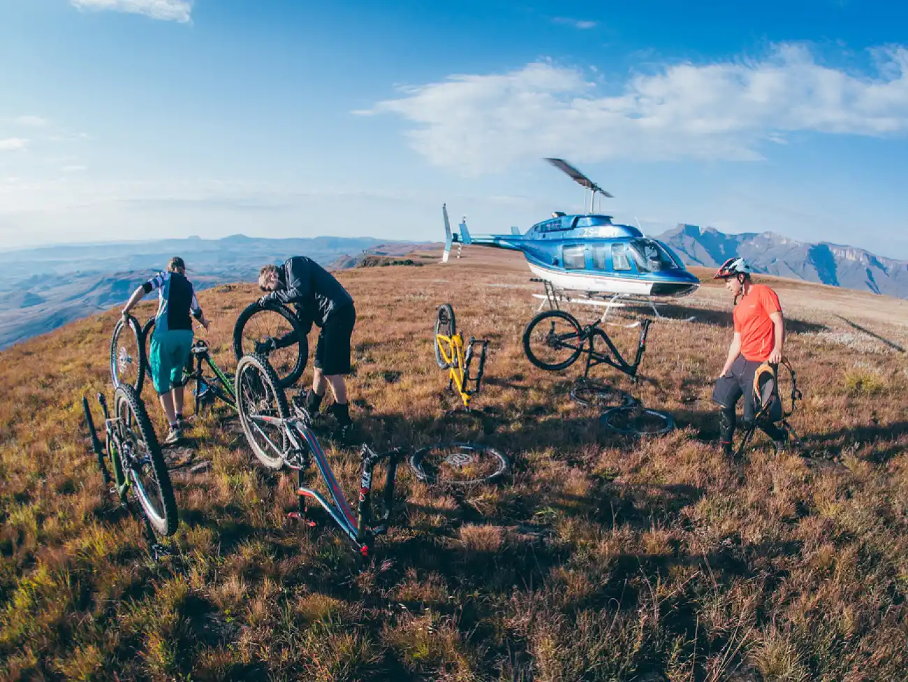 Heli Mountain Biking in the Drakensberg