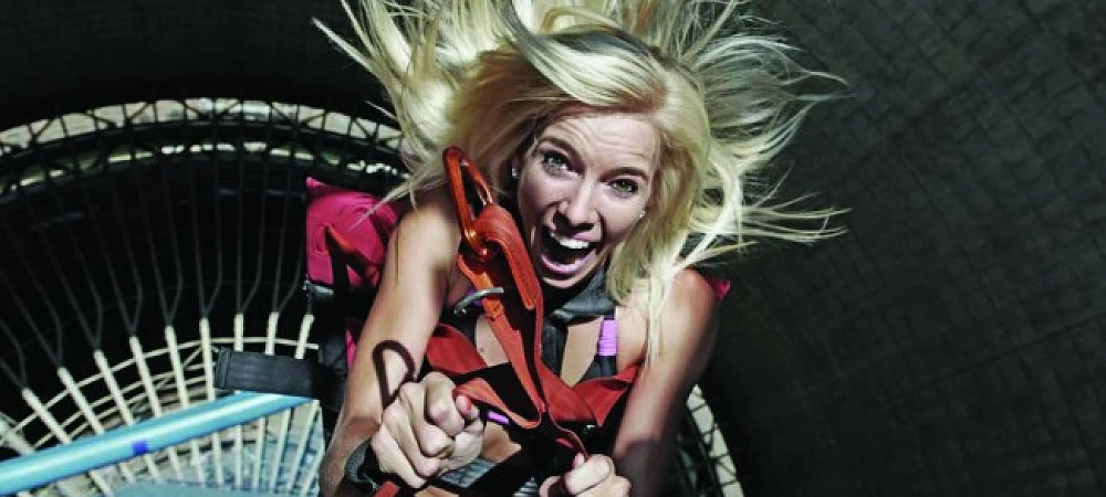 Woman Screaming while falling
safely